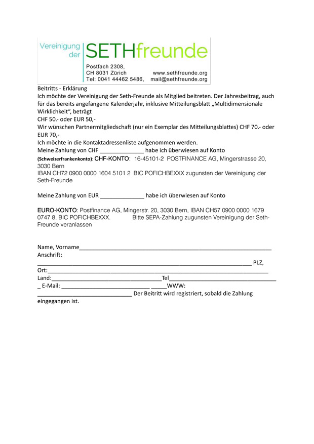 Beitrittserklärung 2026 - Vereinigung der Sethfreunde