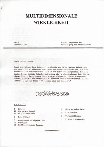 Multidimensionale Wirklichkeit Nr02 Dezember 1981