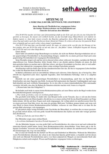 Die Frühen Sitzungen Band 1 - Auszug